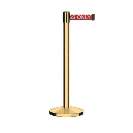 MONTOUR LINE Stanchion Belt Barrier Pol.Brass Post 9ft. R.Auth.Belt M630-PB-AUTHRW-90